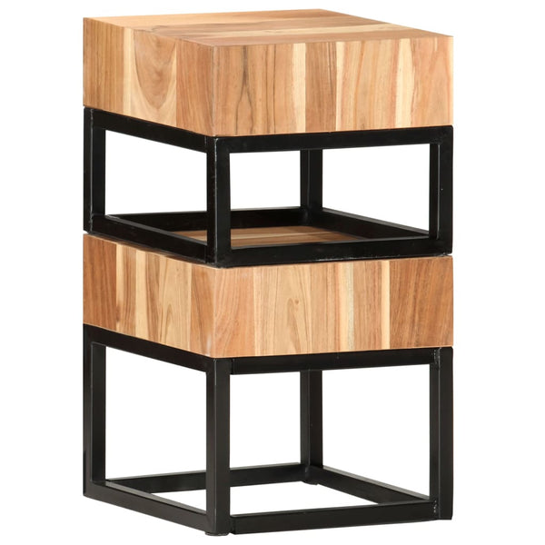 2 Pcs Solid Acacia Wood Side Tables
