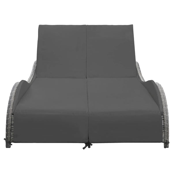 Double Sun Lounger With Cushion Poly Rattan Anthracite