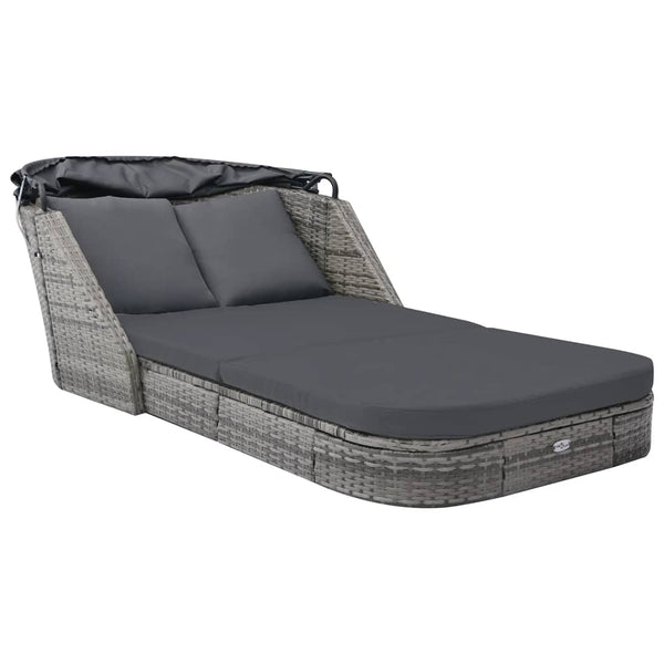 Sun Lounger With Canopy Poly Rattan Anthracite