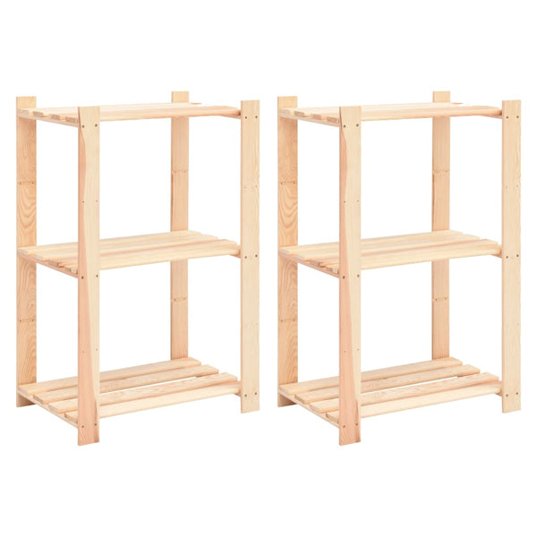 3 Tier Storage Racks 2 Pcs 60X38x90 Cm Solid Wood Pine 150 Kg Wall Shelves