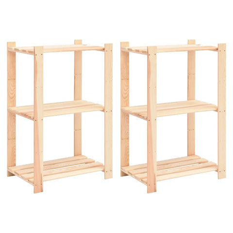 3 Tier Storage Racks 2 Pcs 60X38x90 Cm Solid Wood Pine 150 Kg Wall Shelves