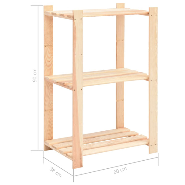 3 Tier Storage Racks 2 Pcs 60X38x90 Cm Solid Wood Pine 150 Kg Wall Shelves