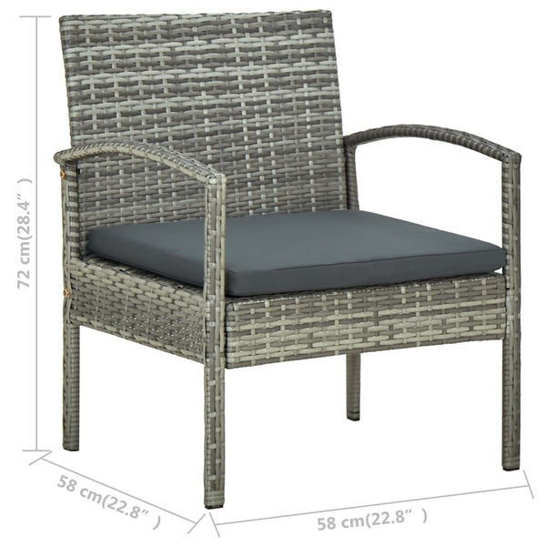 Patio Chairs Garden Chair With Cushion Poly Rattan Grey