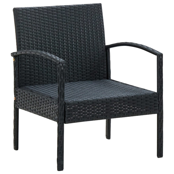 Garden Chair With Cushion Poly Rattan Black