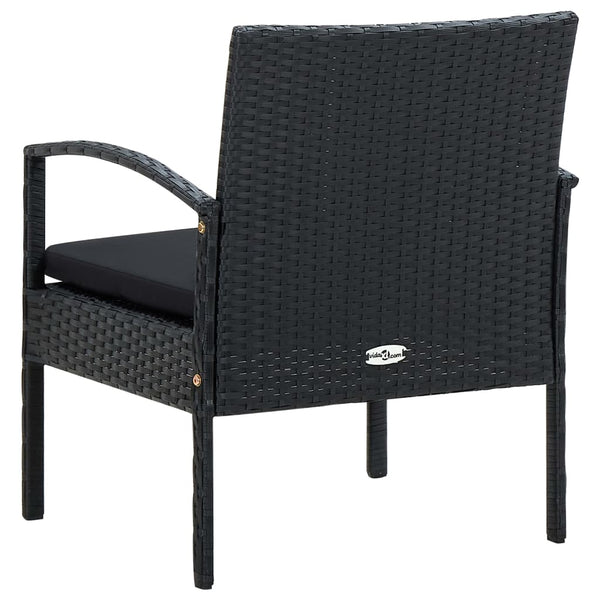 Garden Chair With Cushion Poly Rattan Black