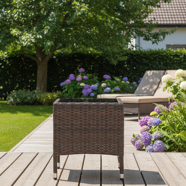 Vidaxl Garden Table Brown 40X40x45 Cm Poly Rattan Patio & Garden Tables