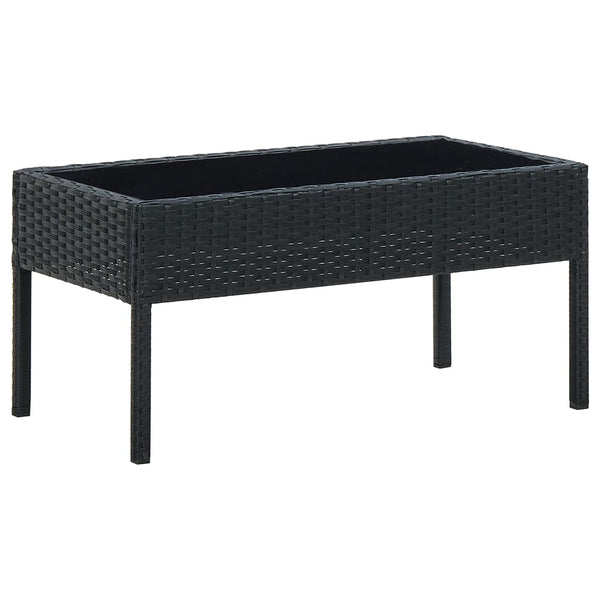 Garden Table Black 75X40x37 Cm Poly Rattan Patio & Garden Tables