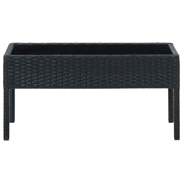 Garden Table Black 75X40x37 Cm Poly Rattan Patio & Garden Tables