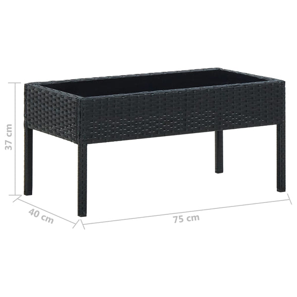 Garden Table Black 75X40x37 Cm Poly Rattan Patio & Garden Tables