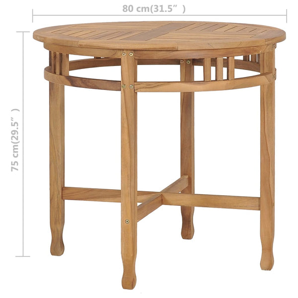Dining Table 80 Cm Solid Teak Wood