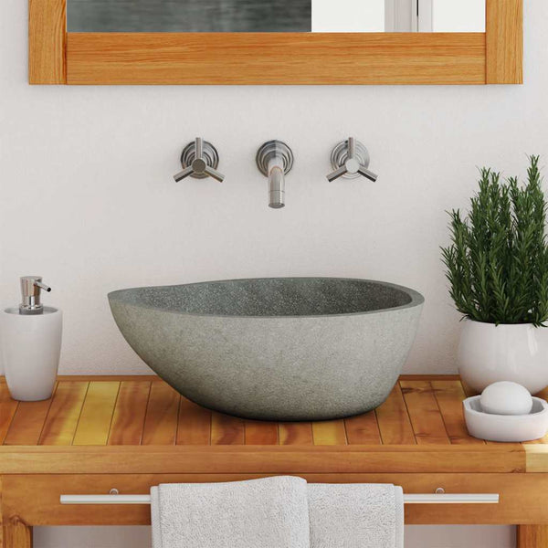 Vidaxl Basin River Stone Oval (36 46)X(29 36) Cm Bathroom Sinks