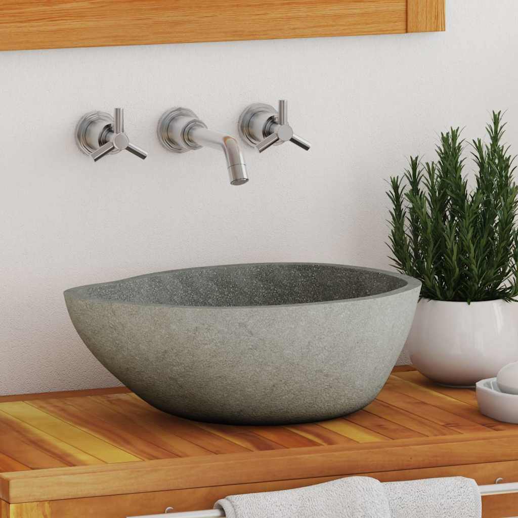 Vidaxl Basin River Stone Oval (36 46)X(29 36) Cm Bathroom Sinks
