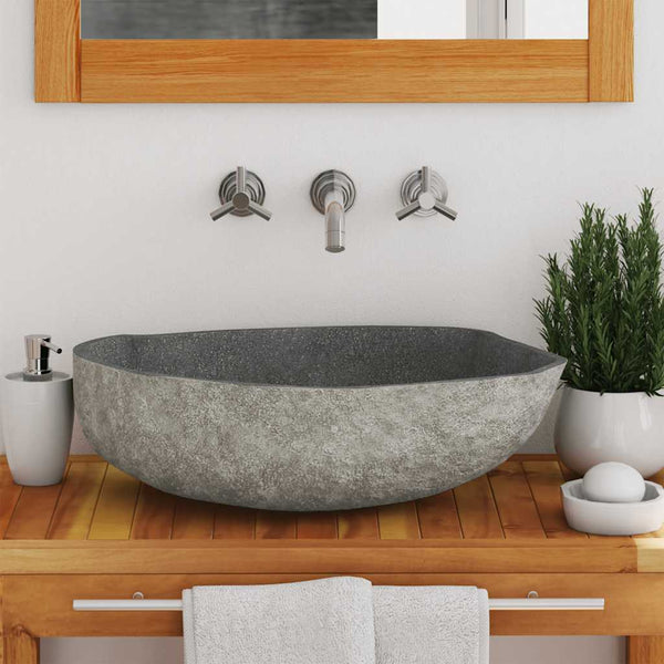 Vidaxl Basin River Stone Oval (45 53)X(34 41) Cm Bathroom Sinks