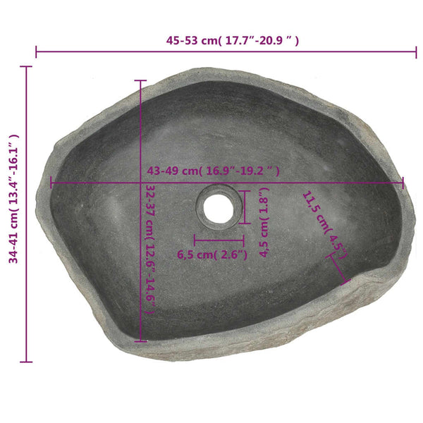 Vidaxl Basin River Stone Oval (45 53)X(34 41) Cm Bathroom Sinks