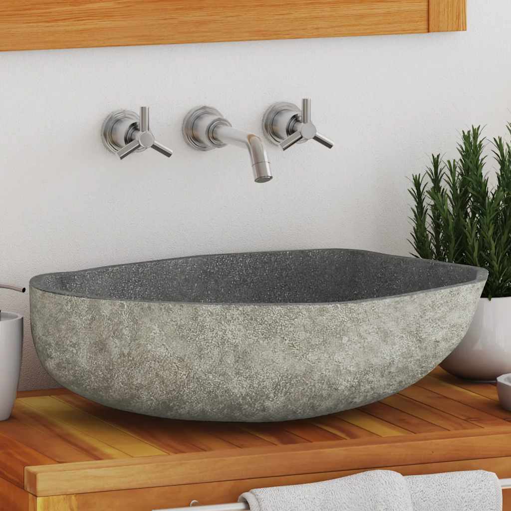 Vidaxl Basin River Stone Oval (45 53)X(34 41) Cm Bathroom Sinks