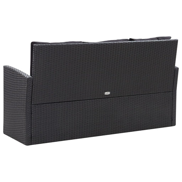 6 Piece Garden Lounge Set With Cushions Poly Rattan Black Patio Furniture Sets