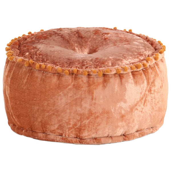 Round Pouffe Velvet 40X20 Cm Rust Ottomans Footstools & Poufs