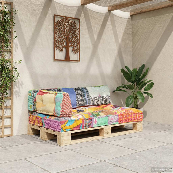 Vidaxl Pallet Sofa Cushion Multicolour Fabric Patchwork Cushions & Decorative Pillows