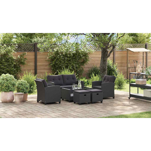 Vidaxl 6 Piece Garden Sofa Set With Cushions Poly Rattan Black Other Patio & Garden Furniture