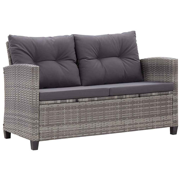 Vidaxl 2 Seater Garden Sofa With Cushions Grey 124 Cm Poly Rattan Patio Furniture Sets