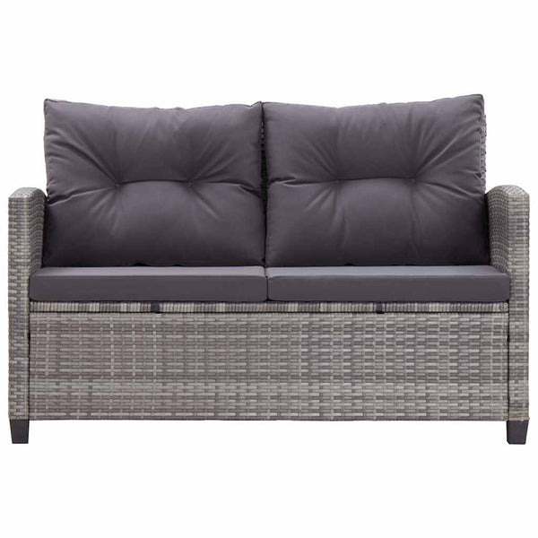 Vidaxl 2 Seater Garden Sofa With Cushions Grey 124 Cm Poly Rattan Patio Furniture Sets