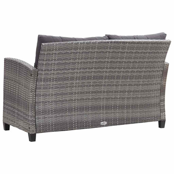 Vidaxl 2 Seater Garden Sofa With Cushions Grey 124 Cm Poly Rattan Patio Furniture Sets