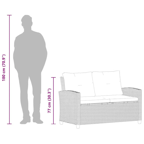Vidaxl 2 Seater Garden Sofa With Cushions Grey 124 Cm Poly Rattan Patio Furniture Sets