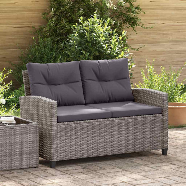 Vidaxl 2 Seater Garden Sofa With Cushions Grey 124 Cm Poly Rattan Patio Furniture Sets