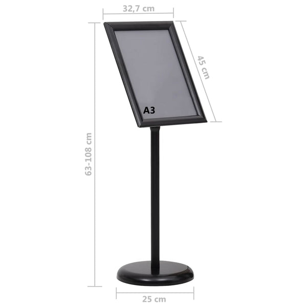 Restaurant Signs A3 Pedestal Poster Stand Black Aluminium Alloy