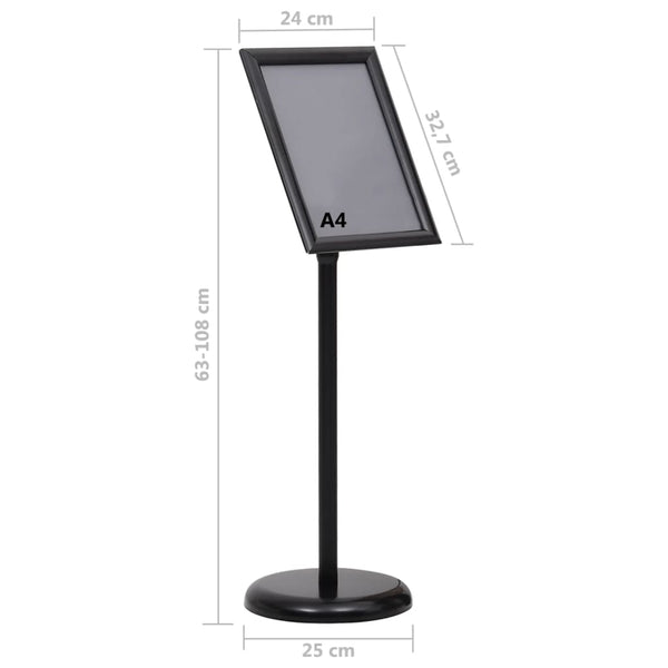 A4 Pedestal Poster Stand Black Aluminium Alloy Display Stands