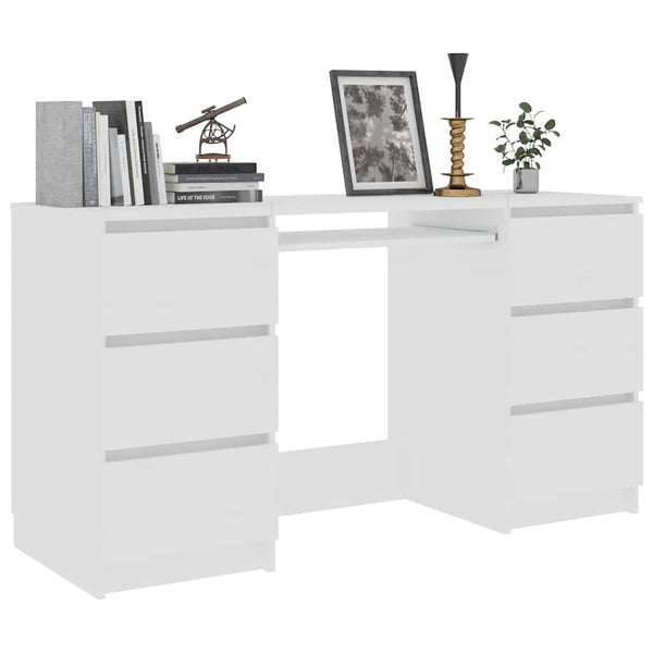 Vidaxl Writing Desk White 140Cm X 50Cm 77Cm Engineered Wood Home Office Desks