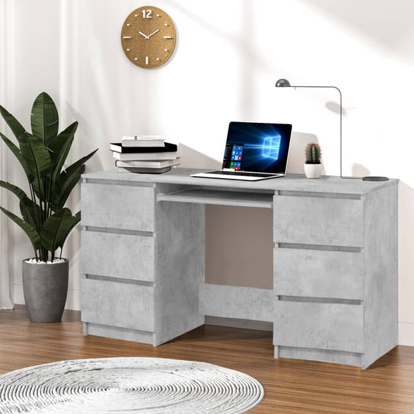 Writing Desk Concrete Grey 140X50x77 Cm Engineered Wood Home Office Desks