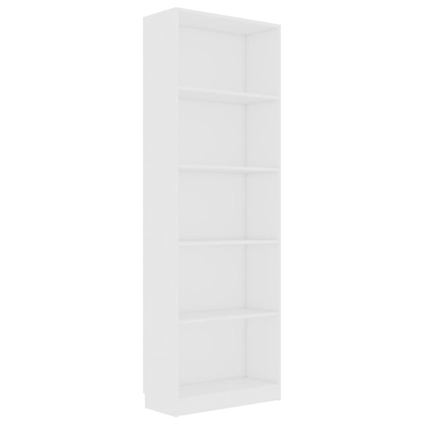 5-Tier Book Cabinet White 60X24x175 Cm Engineered Wood