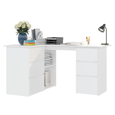 Corner Desk White 145X100x76 Cm Engineered Wood Home Office Desks