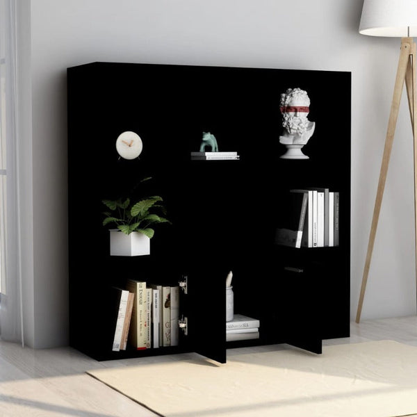 Book Cabinet Black 98X30x98 Cm Engineered Wood