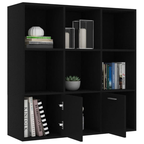 Book Cabinet Black 98X30x98 Cm Engineered Wood