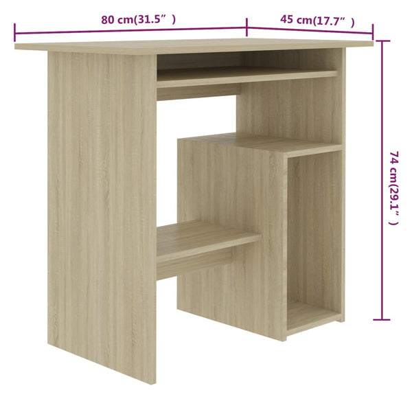 Vidaxl Desk Sonoma Oak 80X45x74 Cm Engineered Wood Home Office Desks