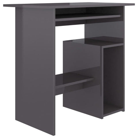 Desk High Gloss Grey 80X45x74 Cm Engineered Wood