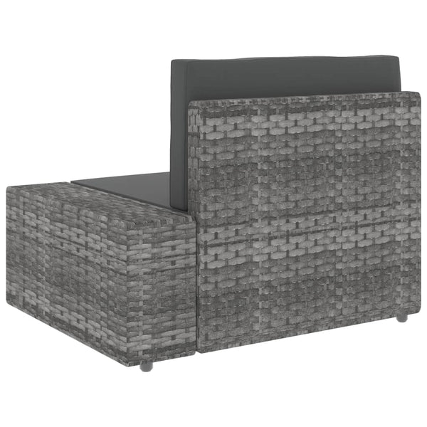 Sectional Sofa 3-Seater Poly Rattan Grey