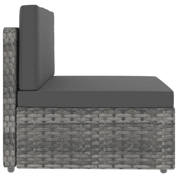 Sectional Sofa 3-Seater Poly Rattan Grey
