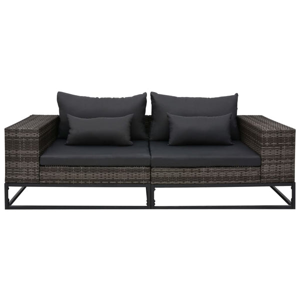 2 Piece Garden Sofa Set With Cushions Poly Rattan Grey