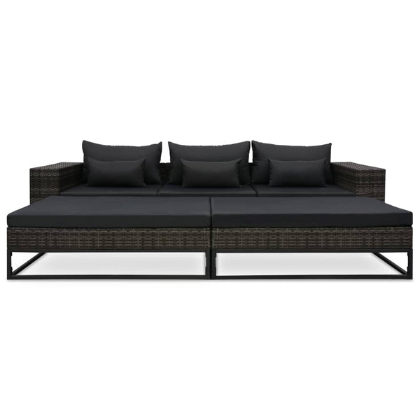5 Piece Garden Sofa Set With Cushions Poly Rattan Grey