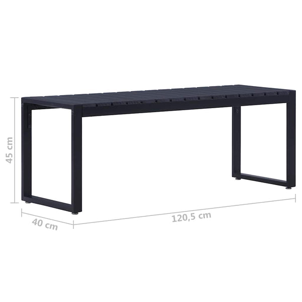 Vidaxl Garden Bench 120.5 Cm Ps Board Black Patio Benches