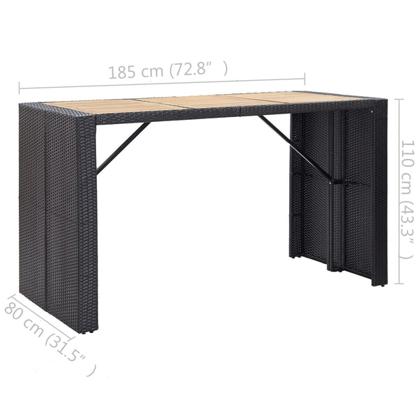 Vidaxl 7 Piece Outdoor Bar Set With Cushions Poly Rattan Black Patio Furniture Sets