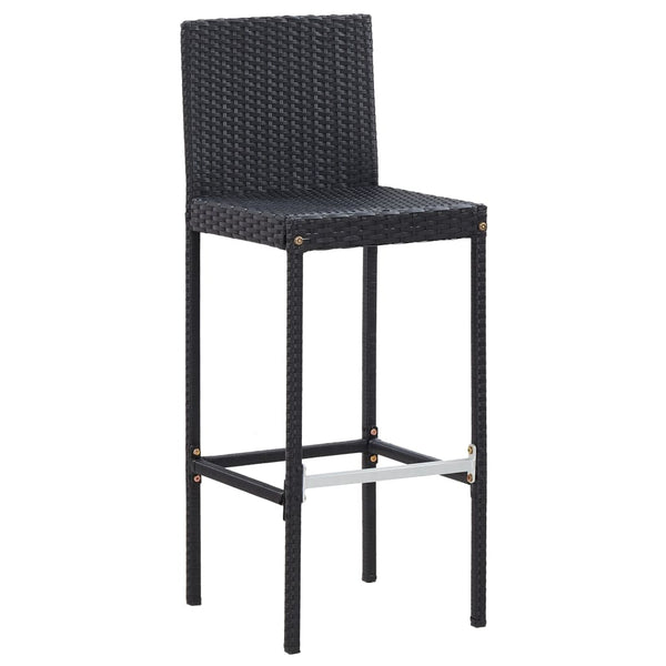 Vidaxl 7 Piece Outdoor Bar Set With Cushions Poly Rattan Black Patio Furniture Sets