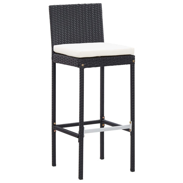 Vidaxl 7 Piece Outdoor Bar Set With Cushions Poly Rattan Black Patio Furniture Sets