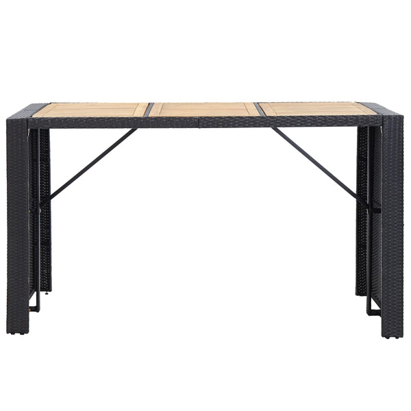 Vidaxl 7 Piece Outdoor Bar Set With Cushions Poly Rattan Black Patio Furniture Sets