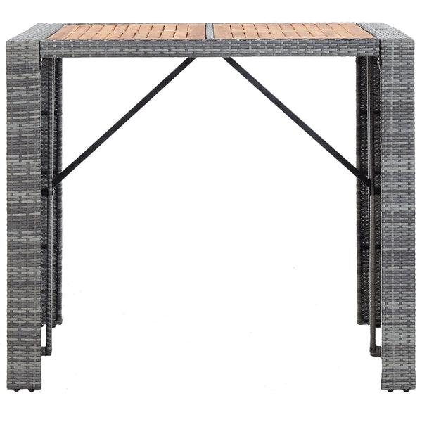 Vidaxl 5 Piece Outdoor Bar Set Poly Rattan And Acacia Wood Grey Patio Furniture Sets