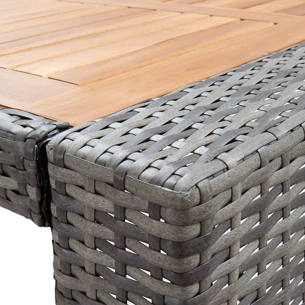 Vidaxl 5 Piece Outdoor Bar Set Poly Rattan And Acacia Wood Grey Patio Furniture Sets