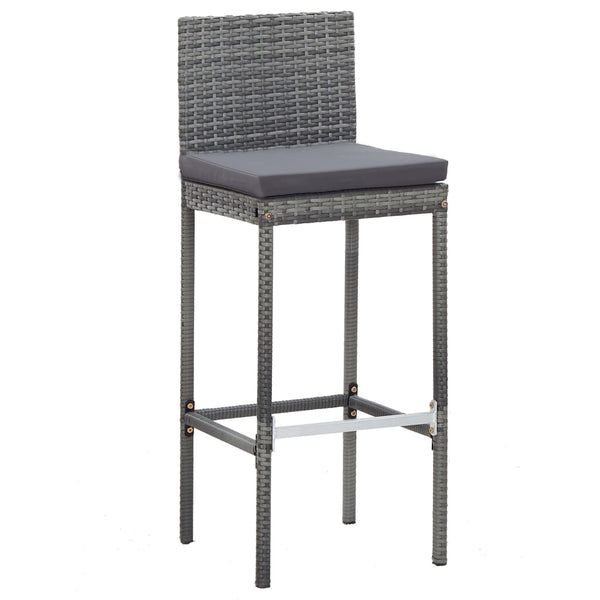 Vidaxl 5 Piece Outdoor Bar Set Poly Rattan And Acacia Wood Grey Patio Furniture Sets